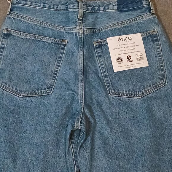 NEW Etica Denim Cassel Ultra High Barrel Leg Jeans Bluestone Size 30 Cropped - Picture 10 of 15